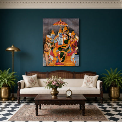 Celebrate the divine legends of the Ramayana with an exquisite illustration capturing Lord Rama's for Living Room
