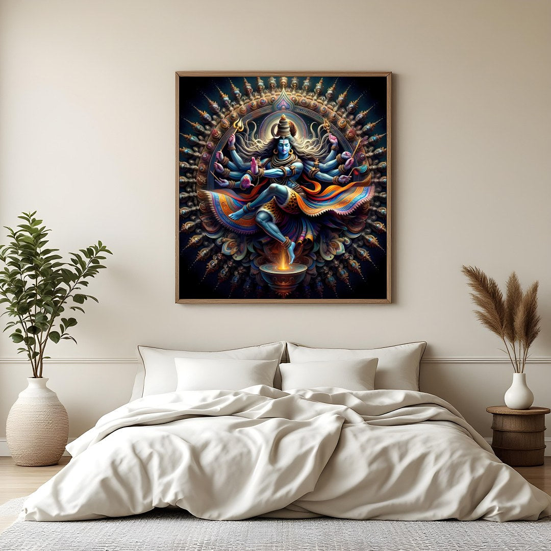 Immerse yourself in the spiritual energy of 'Divine Dance of Shiva,' capturing the awe-inspiring for Bedroom