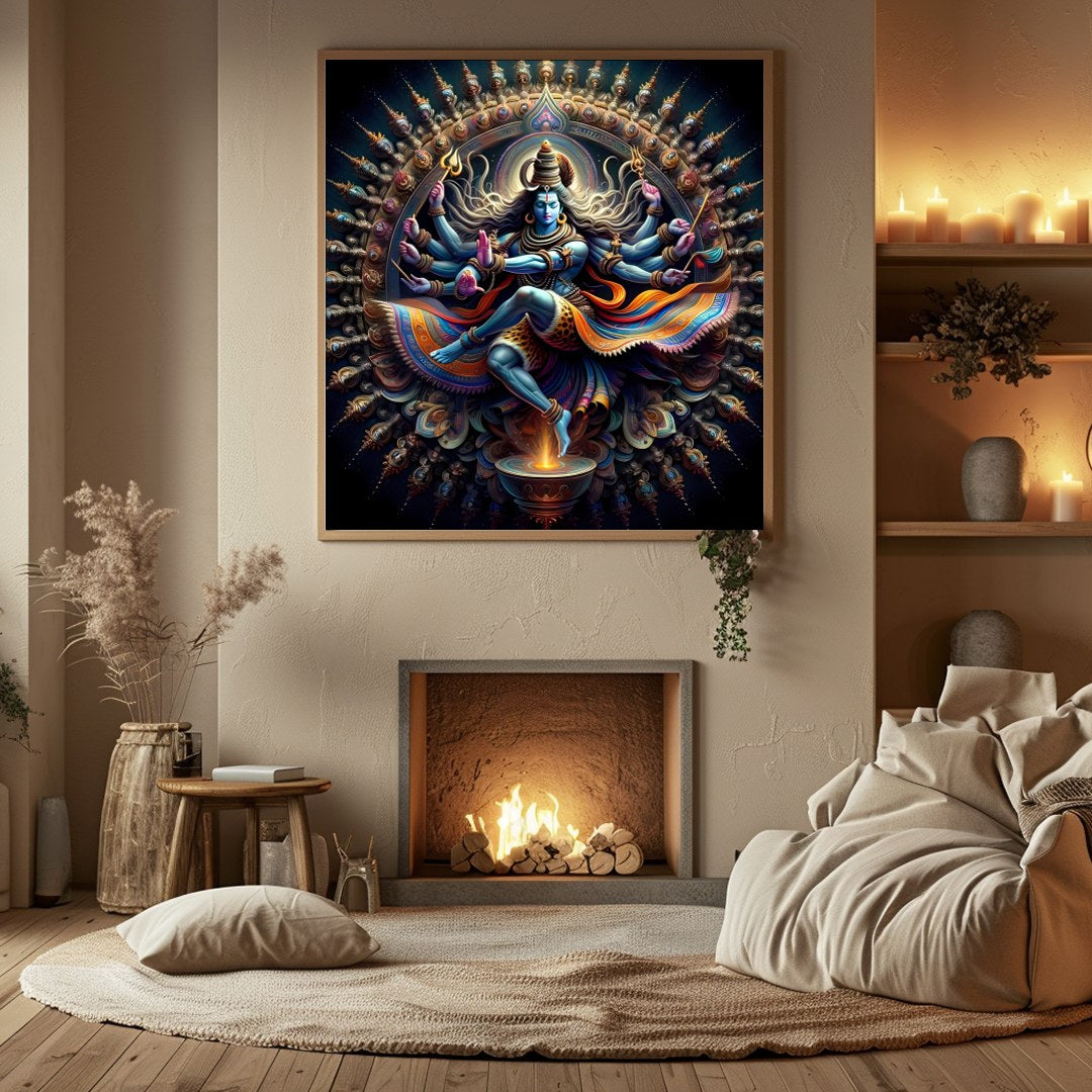 Immerse yourself in the spiritual energy of 'Divine Dance of Shiva,' capturing the awe-inspiring for Hall