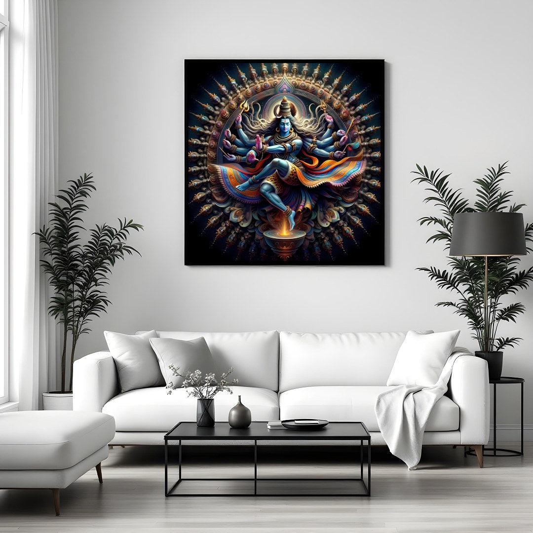 Immerse yourself in the spiritual energy of 'Divine Dance of Shiva,' capturing the awe-inspiring for Sitting Area