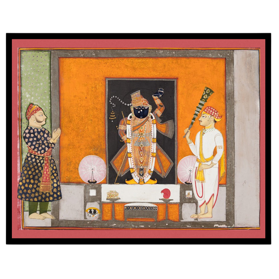 Experience the divine presence of Shrinathji with this exquisite Pichwai art print, capturing his for room