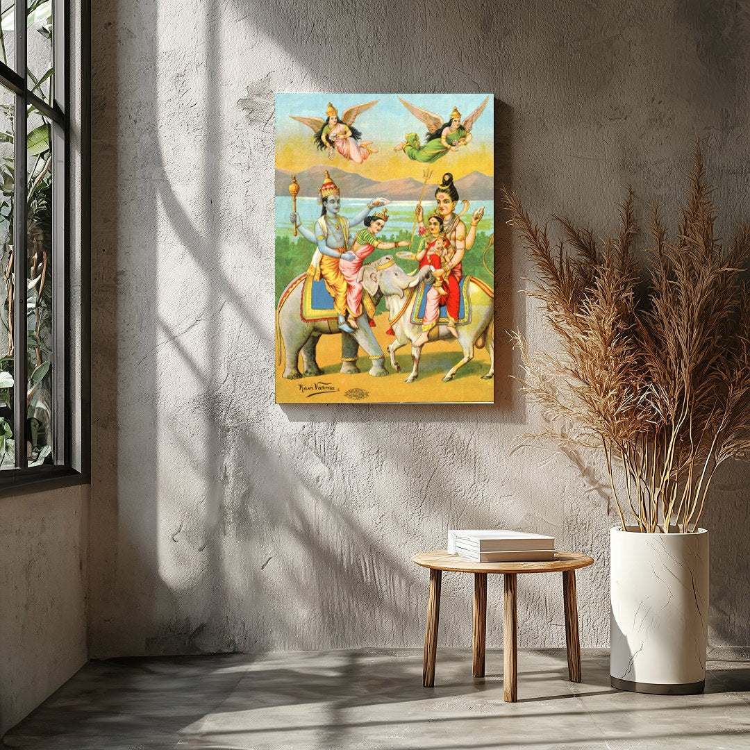 Immerse yourself in the rich tradition of Indian mythology with this vibrant artwork featuring for Entrance