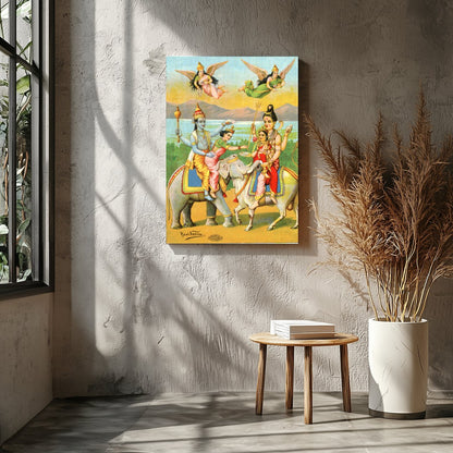 Immerse yourself in the rich tradition of Indian mythology with this vibrant artwork featuring for Entrance