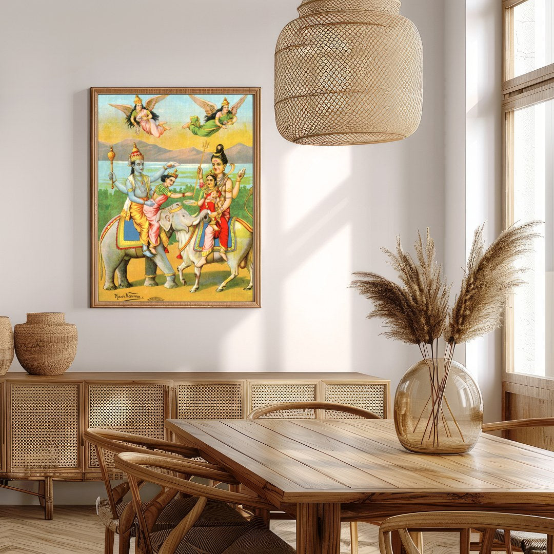 Immerse yourself in the rich tradition of Indian mythology with this vibrant artwork featuring for Extra Kitchen