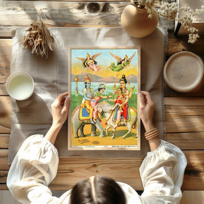 Immerse yourself in the rich tradition of Indian mythology with this vibrant artwork featuring for Kitchen
