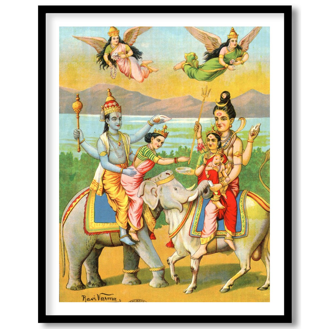 Immerse yourself in the rich tradition of Indian mythology with this vibrant artwork featuring for room