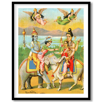 Immerse yourself in the rich tradition of Indian mythology with this vibrant artwork featuring for room