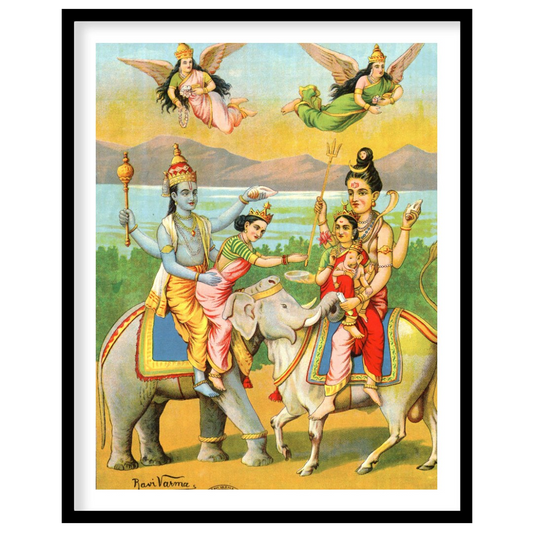 Immerse yourself in the rich tradition of Indian mythology with this vibrant artwork featuring for room