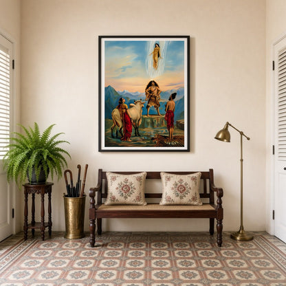 Immerse yourself in the enchanting mythology of India's past with this exquisite artwork depicting for Entrance