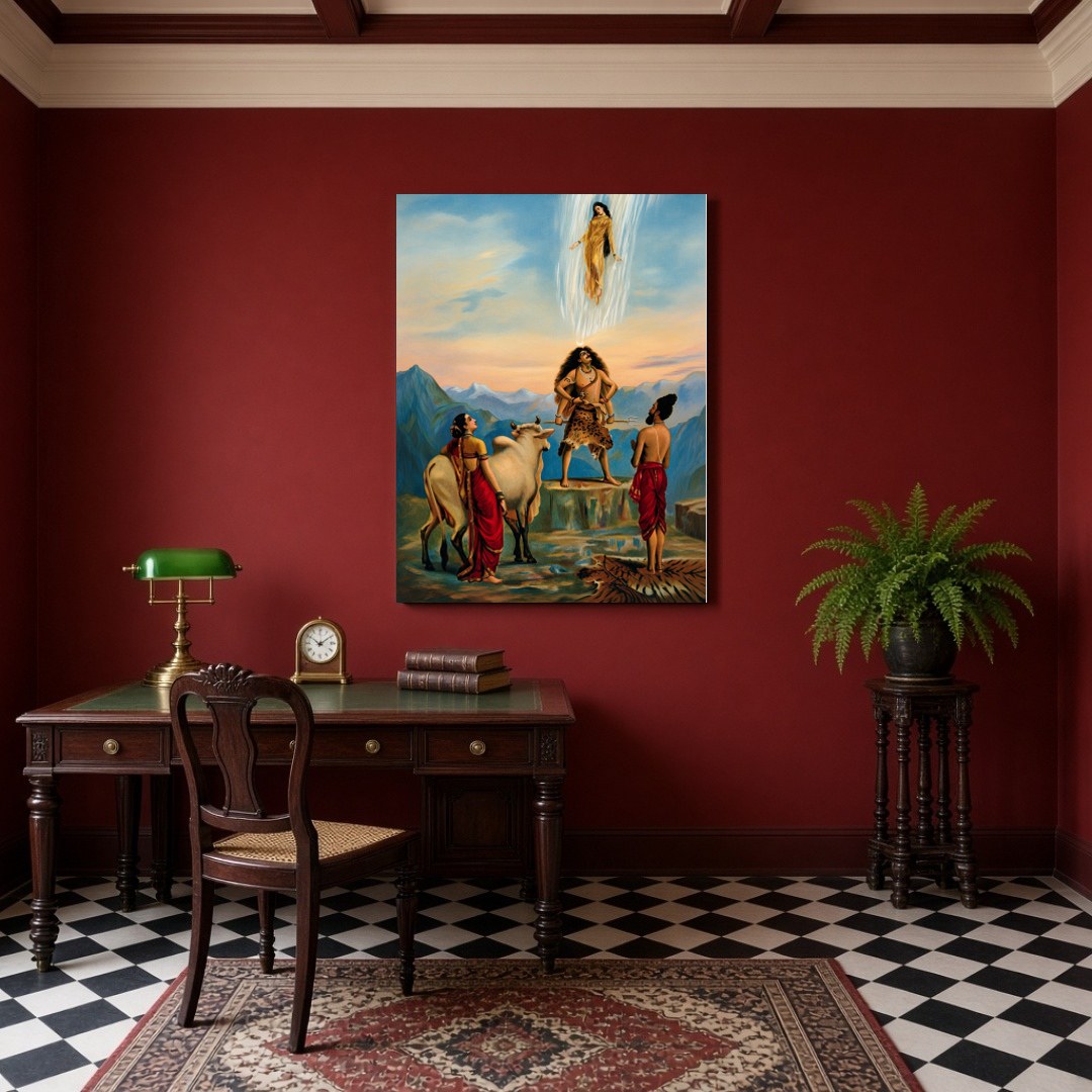Immerse yourself in the enchanting mythology of India's past with this exquisite artwork depicting for Study