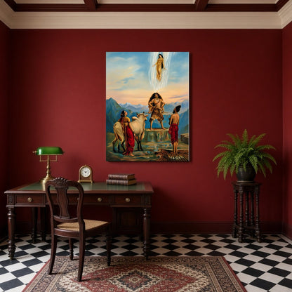 Immerse yourself in the enchanting mythology of India's past with this exquisite artwork depicting for Study