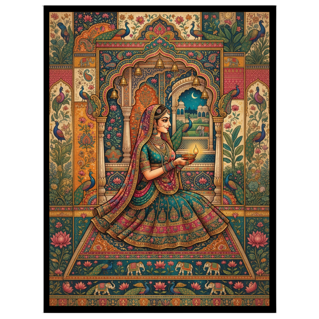 Celebrate the serene beauty and spiritual devotion of this captivating Pichwai art piece. A for sweet-home