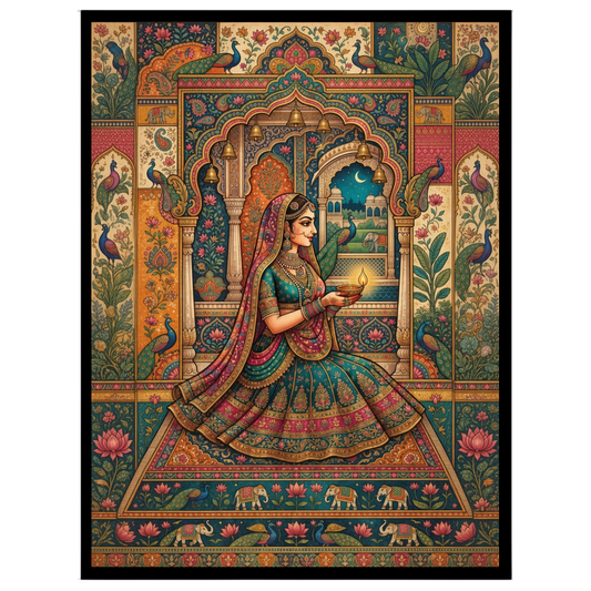 Celebrate the serene beauty and spiritual devotion of this captivating Pichwai art piece. A for sweet-home