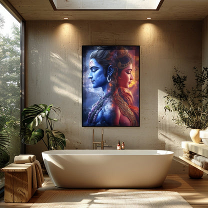 Experience the breathtaking union of celestial energies with this stunning wall art piece. for Bathroom