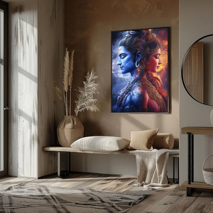 Experience the breathtaking union of celestial energies with this stunning wall art piece. for gallery