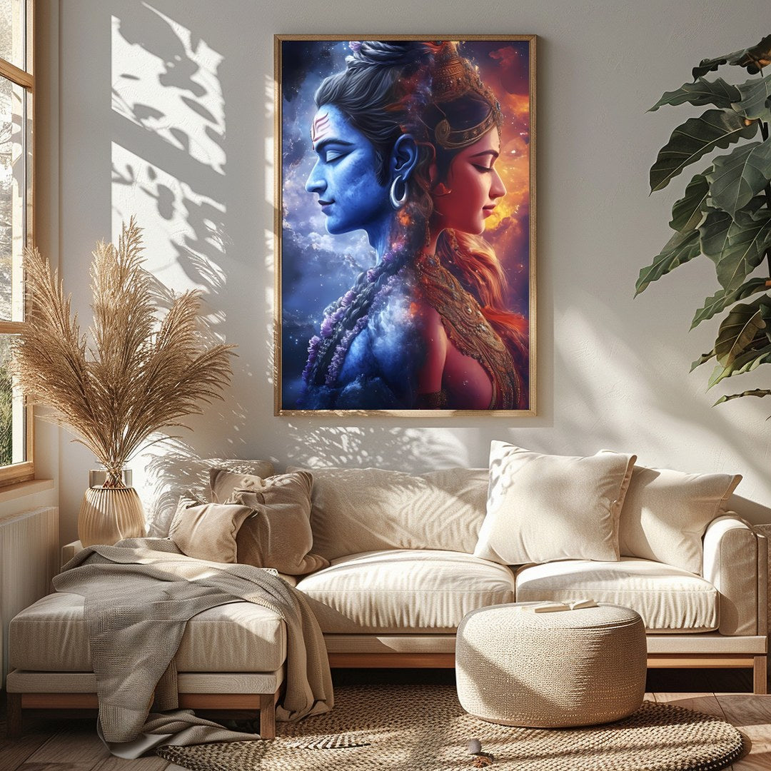 Experience the breathtaking union of celestial energies with this stunning wall art piece. for Sitting Area