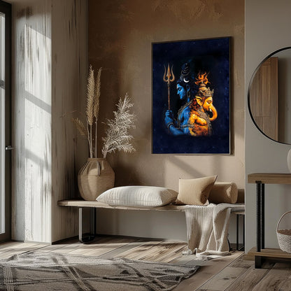 Immerse yourself in the spiritual depth of this captivating artwork featuring the majestic figures for office