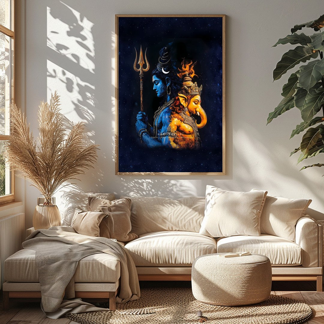 Immerse yourself in the spiritual depth of this captivating artwork featuring the majestic figures for Sitting Area
