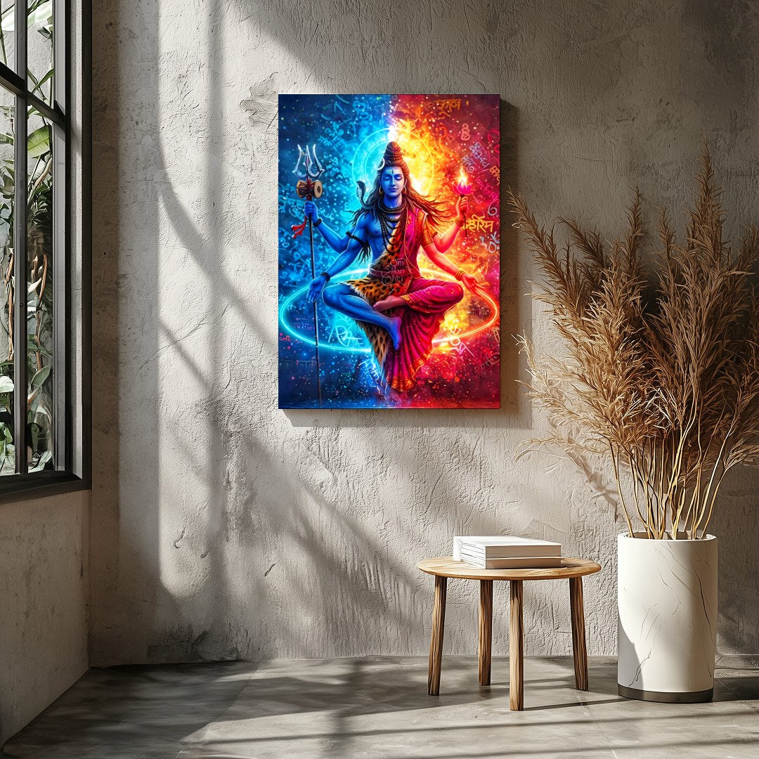 Experience the mystical balance of cosmic forces with 'Divine Duality'. This vibrant piece depicts for Entrance