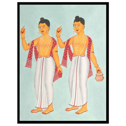 Celebrate spirituality with this striking Kalighat artwork featuring the revered figures Gaur and for studio