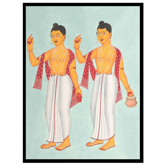 Celebrate spirituality with this striking Kalighat artwork featuring the revered figures Gaur and for studio