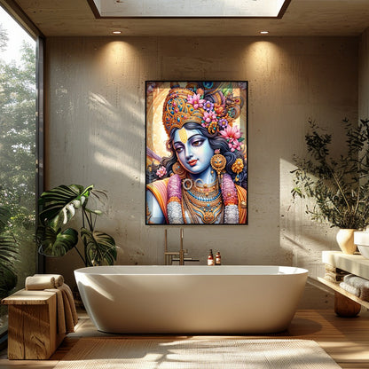 Immerse yourself in the mystical allure of this intricately detailed artwork featuring a vibrant for Bathroom