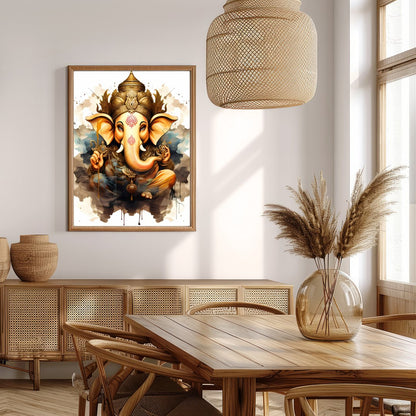 Capture the essence of spirituality with this stunning artwork featuring a divine elephant adorned for Extra Kitchen