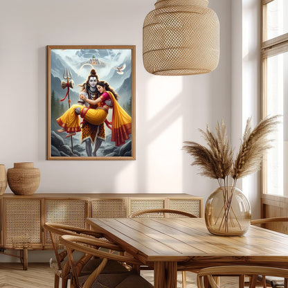 This stunning artwork captures a serene and divine scene set amidst the majestic Himalayas. The for Extra Kitchen