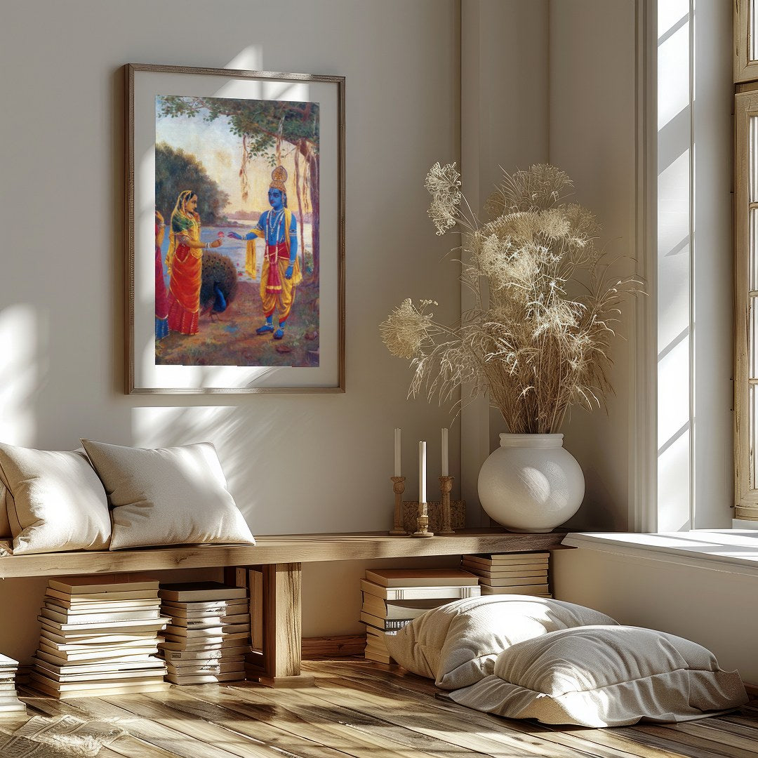 Immerse yourself in this captivating artwork depicting a serene riverside scene with divine for loft