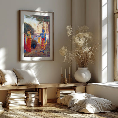 Immerse yourself in this captivating artwork depicting a serene riverside scene with divine for loft