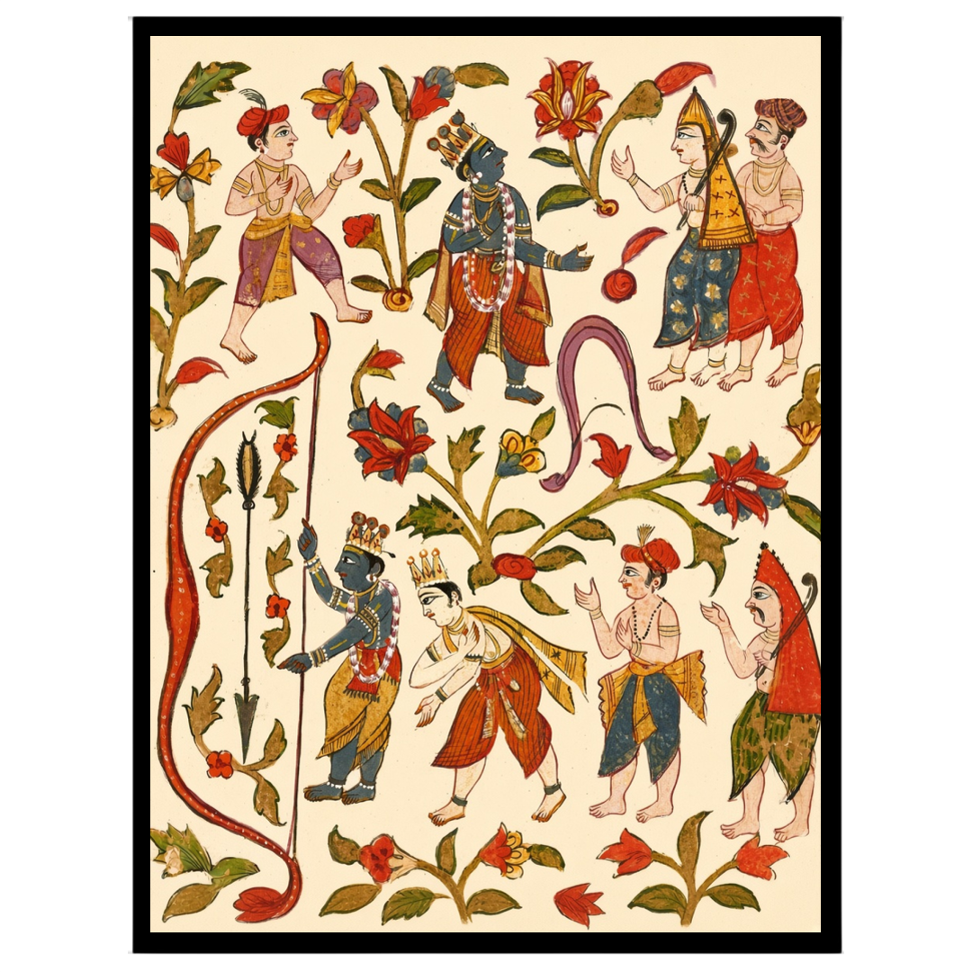 This captivating wall art vividly depicts Krishna, the revered deity, showcasing his prowess in for area