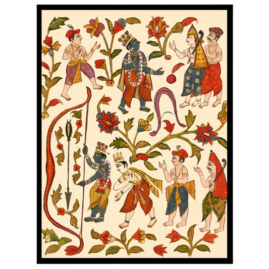 This captivating wall art vividly depicts Krishna, the revered deity, showcasing his prowess in for area