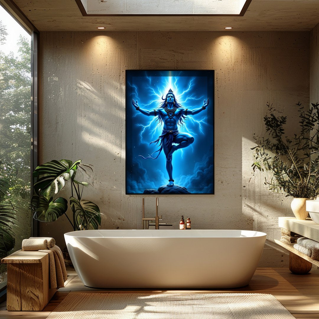 Immerse yourself in the powerful presence of divine energy with this stunning wall art. The artwork for Bathroom