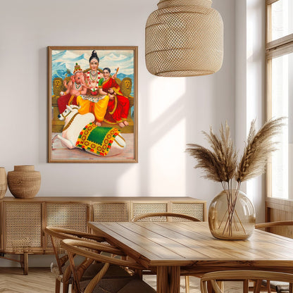 This captivating artwork depicts a serene family scene, deeply rooted in cultural symbolism. Set for Extra Kitchen