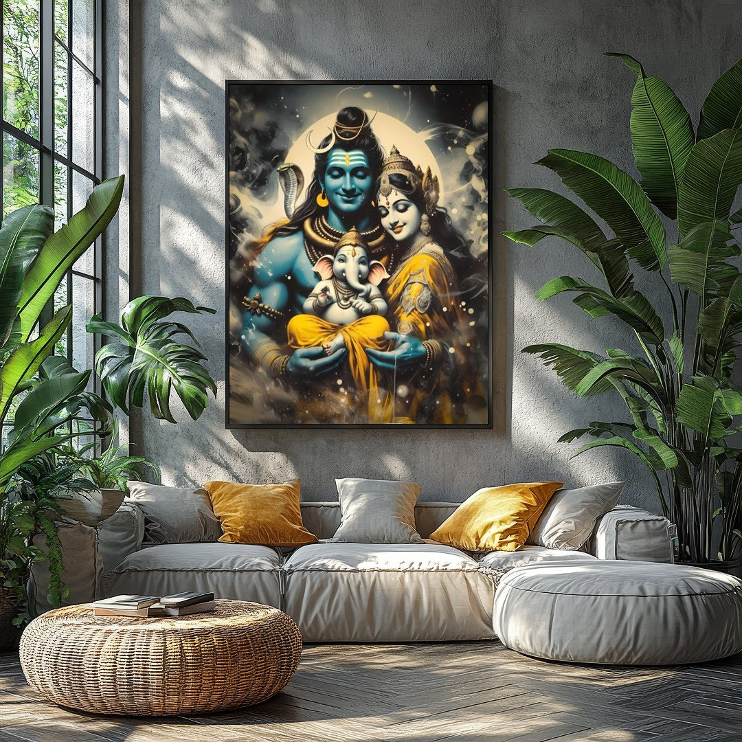 Immerse yourself in the tranquil beauty of this divine artwork featuring a harmonious family scene. for Balcony