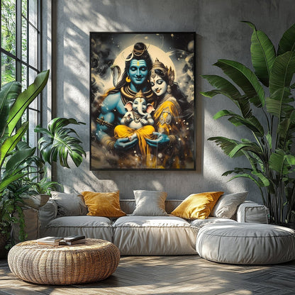 Immerse yourself in the tranquil beauty of this divine artwork featuring a harmonious family scene. for Balcony