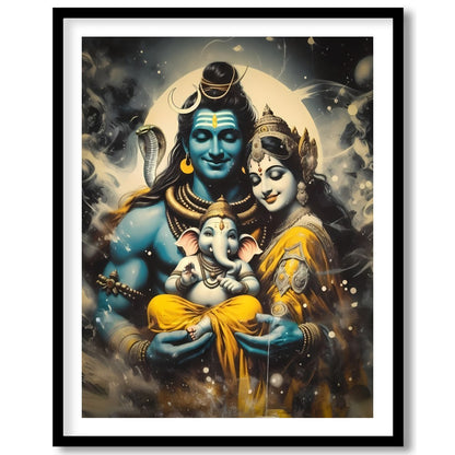 Immerse yourself in the tranquil beauty of this divine artwork featuring a harmonious family scene. for dwelling