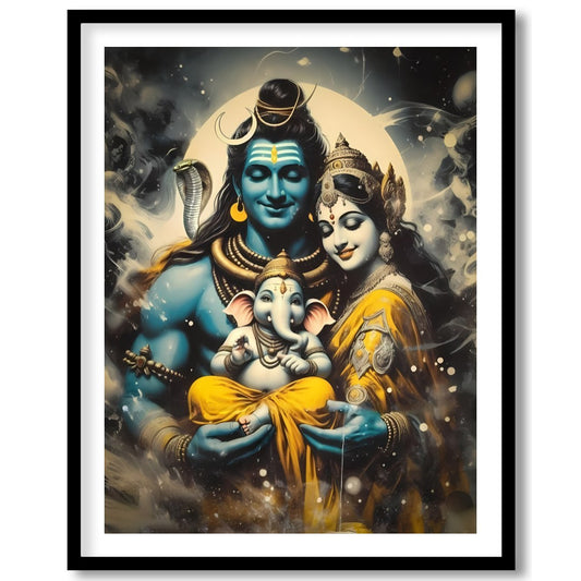 Immerse yourself in the tranquil beauty of this divine artwork featuring a harmonious family scene. for dwelling