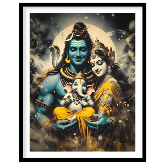 Immerse yourself in the tranquil beauty of this divine artwork featuring a harmonious family scene. for dwelling