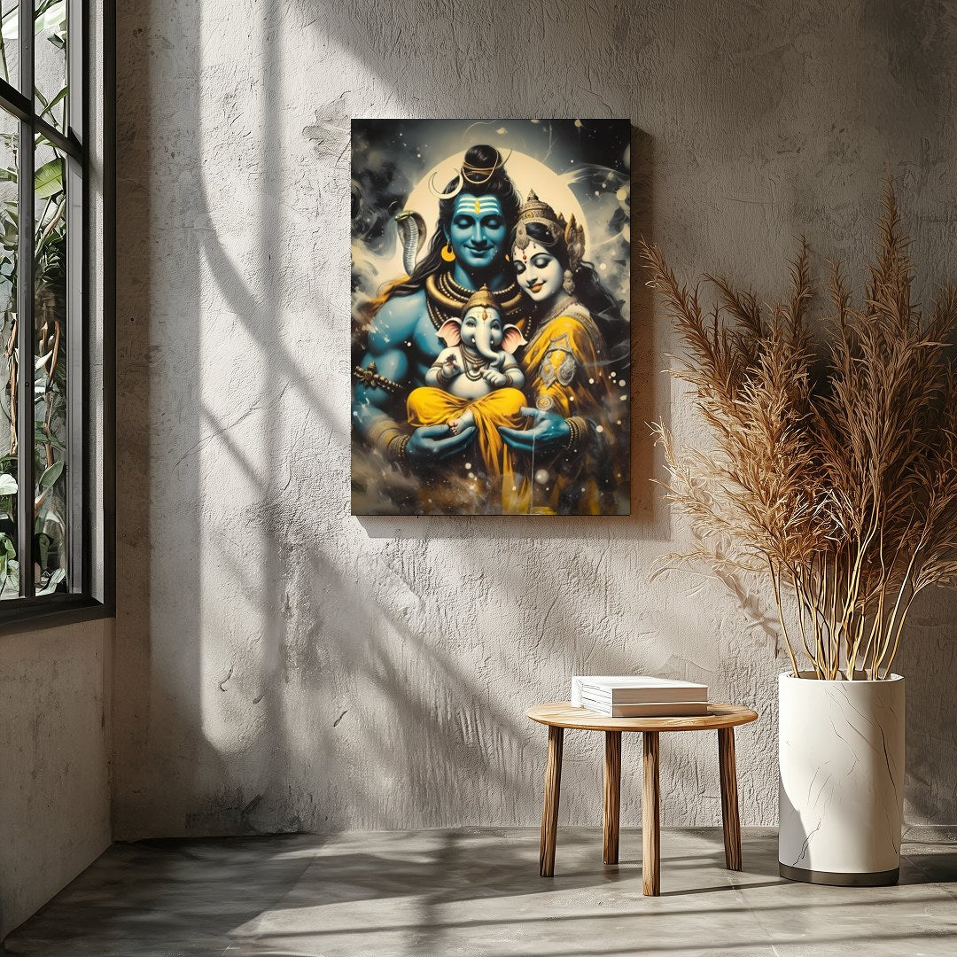 Immerse yourself in the tranquil beauty of this divine artwork featuring a harmonious family scene. for Entrance