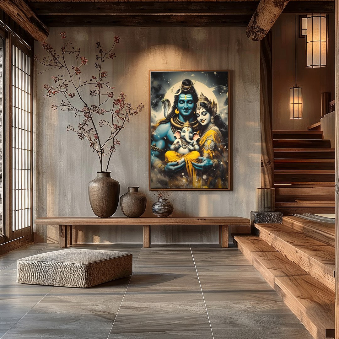 Immerse yourself in the tranquil beauty of this divine artwork featuring a harmonious family scene. for Hall