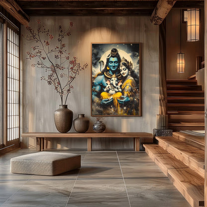 Immerse yourself in the tranquil beauty of this divine artwork featuring a harmonious family scene. for Hall