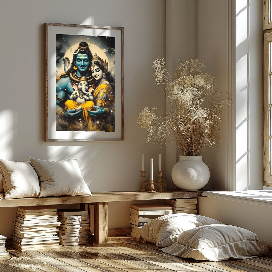 Immerse yourself in the tranquil beauty of this divine artwork featuring a harmonious family scene. for house