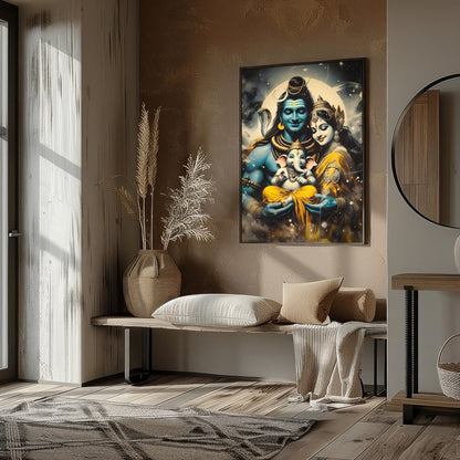 Immerse yourself in the tranquil beauty of this divine artwork featuring a harmonious family scene. for place