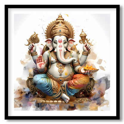 This exquisite wall art features the revered deity Ganesh, intricately depicted with rich detailing for office