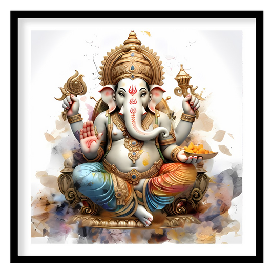 This exquisite wall art features the revered deity Ganesh, intricately depicted with rich detailing for office