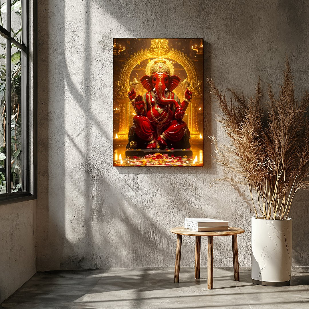 Capture the majesty and spiritual presence of Lord Ganesha with this intricately detailed artwork. for Entrance