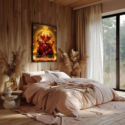 Capture the majesty and spiritual presence of Lord Ganesha with this intricately detailed artwork. for office