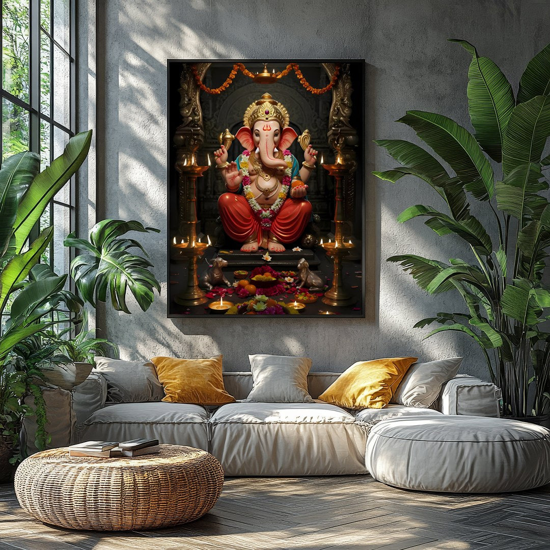 Adorn your space with this exquisite depiction of Lord Ganesha, embodying tranquility and divine for Balcony