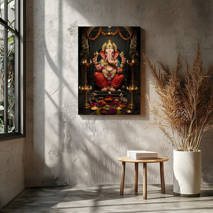Adorn your space with this exquisite depiction of Lord Ganesha, embodying tranquility and divine for Entrance